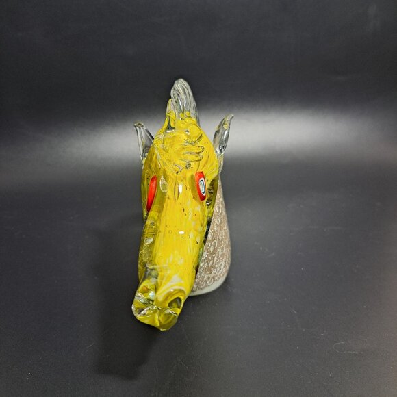 Murano Glass Horse Head Sculpture Silver Leaf Detailing Vintage Damaged - Picture 3 of 12
